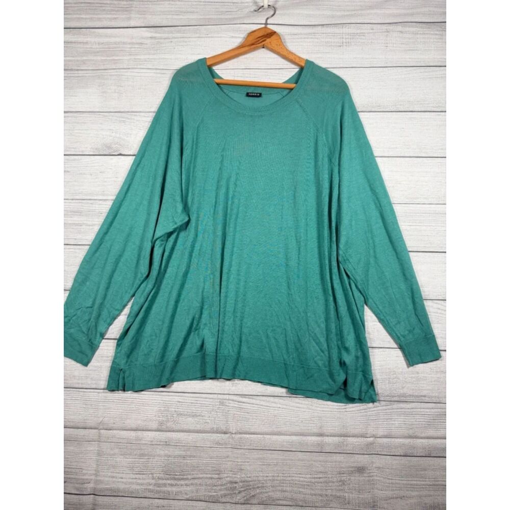 Torrid Women’s Size 5 5X Teal Green Lightweight Knit Tunic Sweater 4260